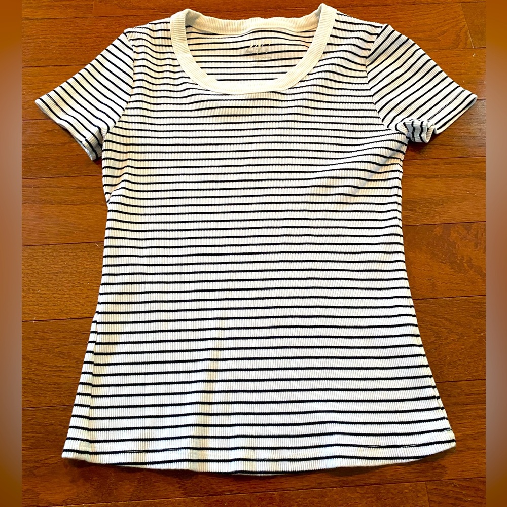 Maurices Black and White Striped Short Sleeve Tee
